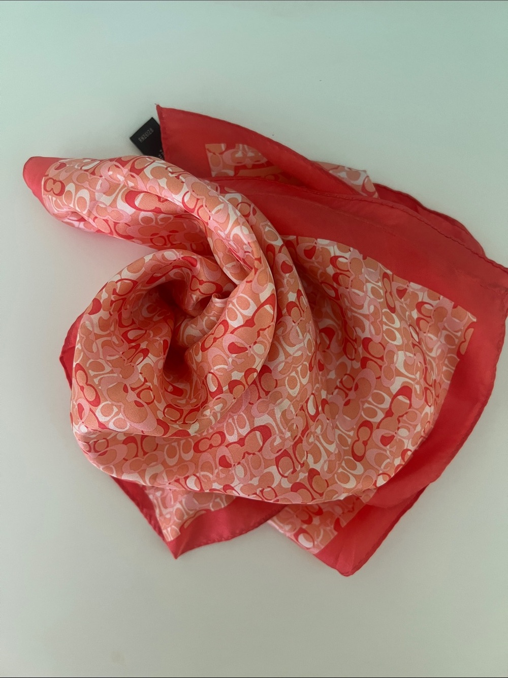 Vintage Coach Pink Signature Silk Scarf - Picture 2 of 7